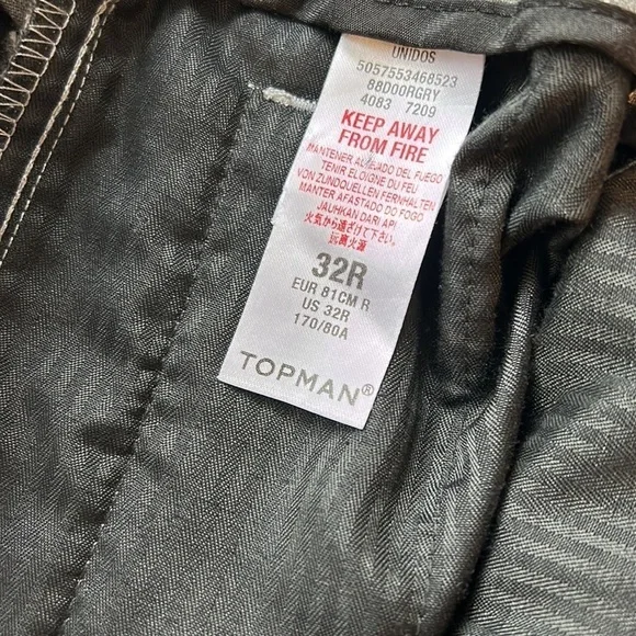 SALE! NWOT Topman Men’s gray pinstripe Jona pants. Classic slim cut, size 32R. - Picture 7 of 10